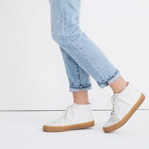 NIB Madewell Sidewalk White High-Top Sneakers in Recycled Canvas~size 7